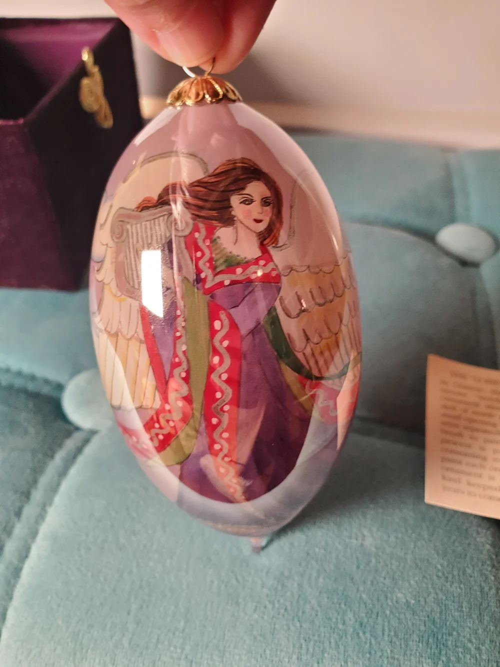 Pier 1 Li Bien 2005 Angel Harp Teardrop Glass Ornament Boxed